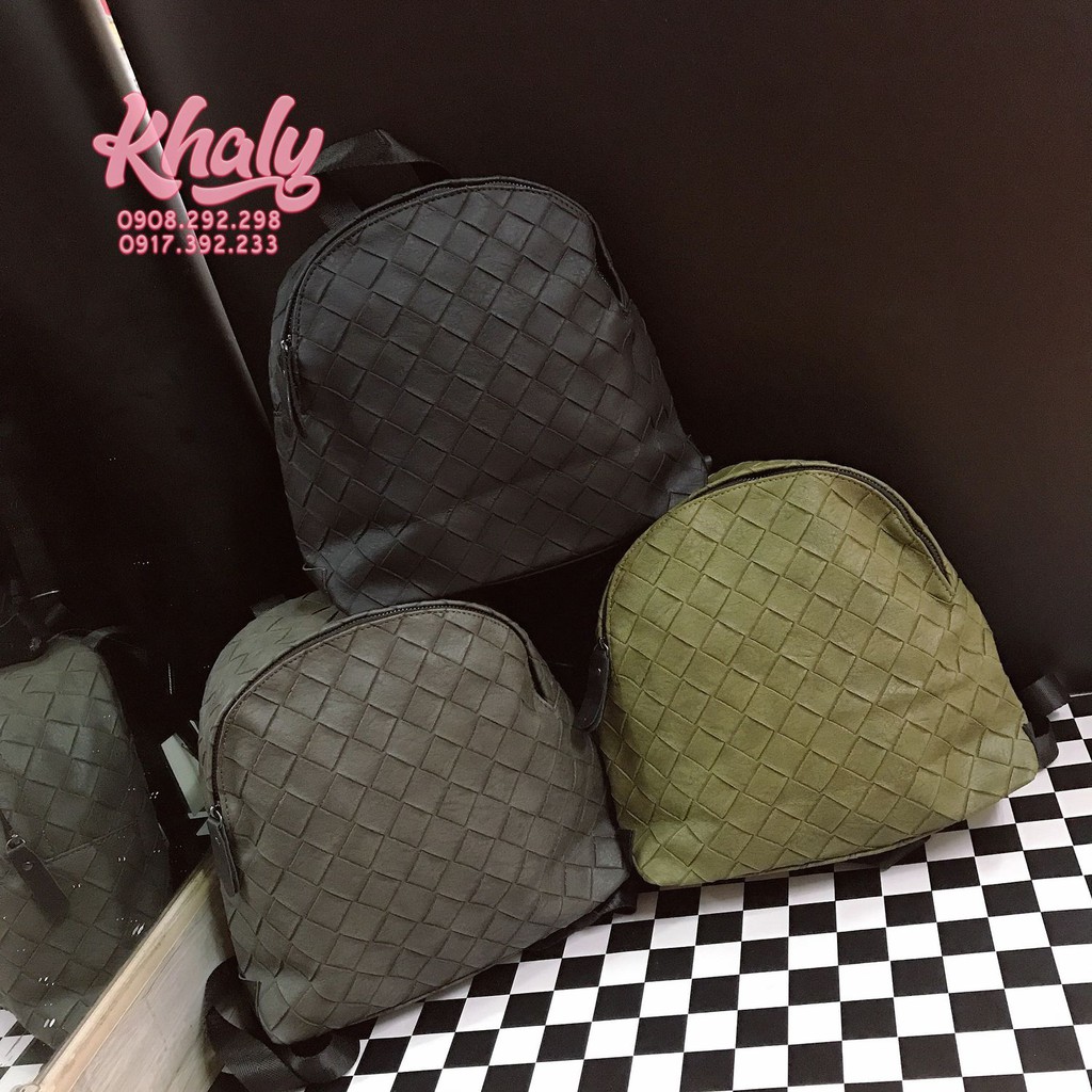Balo teen, thời trang 1 ngăn rộng vải da kiểu đan chéo cho bạn nữ, học sinh, sinh viên - (23x9x25cm)