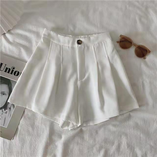 [Linin] Quần Short Dáng Chữ a Ống Rộng Lưng Cao Xếp Ly Phong Cách Mới Cho Nữ