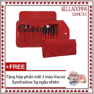 Bộ Cọ Trang Điểm Cá Nhân Nâng Cao Da Đỏ 20 Cây Vacosi BC25 Tặng hộp phấn mắt 3 màu Vacosi Eyeshadow 5g ngẫu nhiên