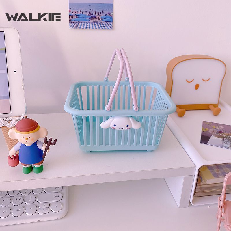 Giỏ Đựng Đồ Mua Sắm Bằng Nhựa In Họa Tiết Hoạt Hình Kuromi Cinnamoroll My Melody Dễ Thương Để Bàn Tiện Dụng