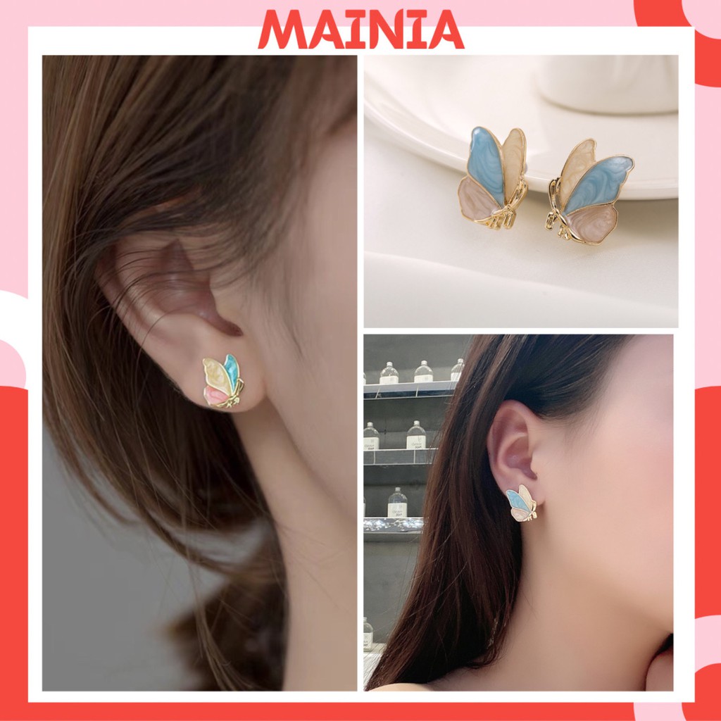 Bông Tai Hàn Quốc Hot Trend Hình Bướm 3 Màu Xinh Xắn Mainia Shop