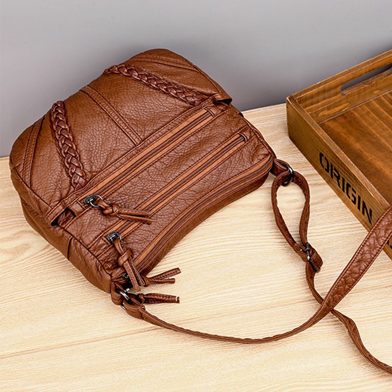 Yogodlns Túi Xách Da pu Nhiều Ngăn Phong Cách vintage Cho Nữ