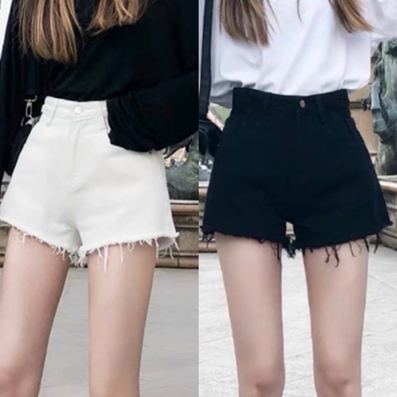 Quần short nữ ❤️quần đùi nữ❤️ chất kaki jean co dãn lưng cao về hai màu trắng đen | BigBuy360 - bigbuy360.vn