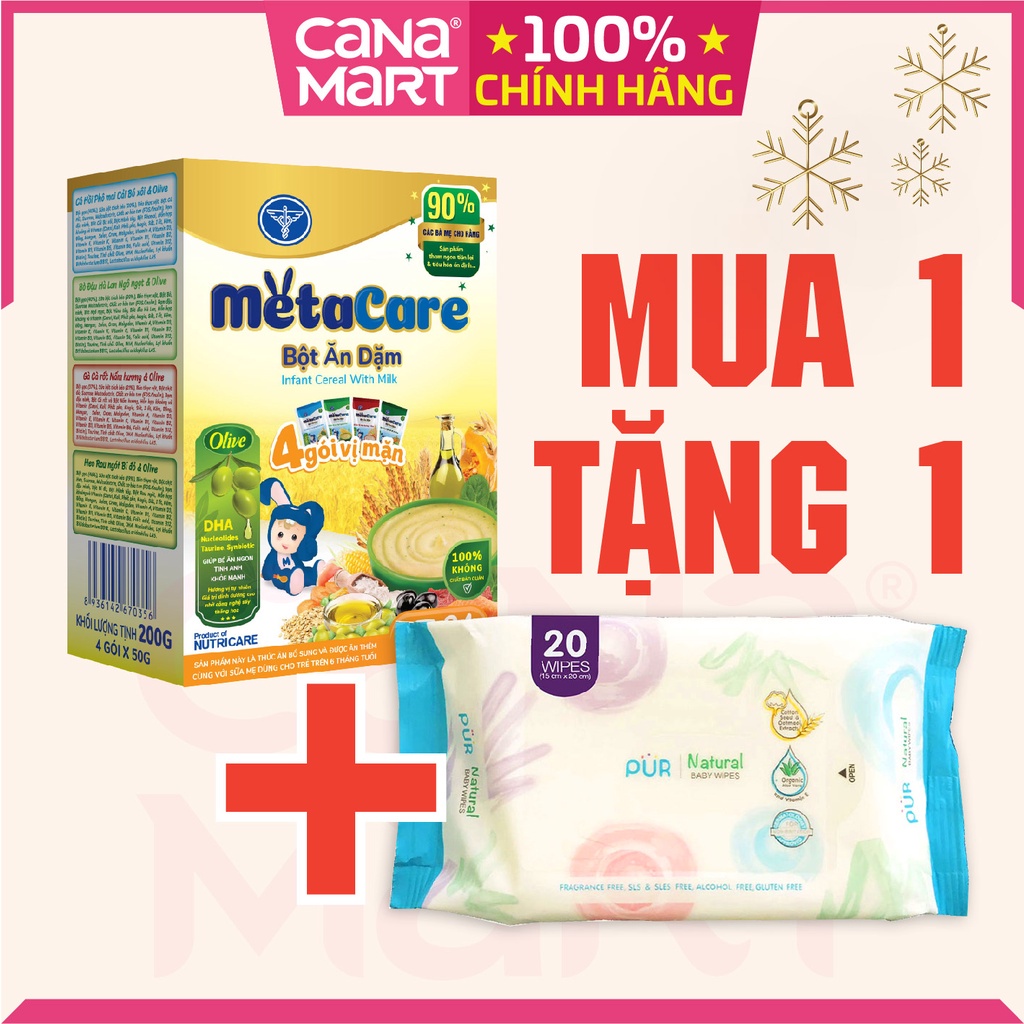 Thùng bột ăn dặm Metacare 4 gói vị mặn cho bé từ 6-24 tháng tuổi (12Hộp x 200gr)