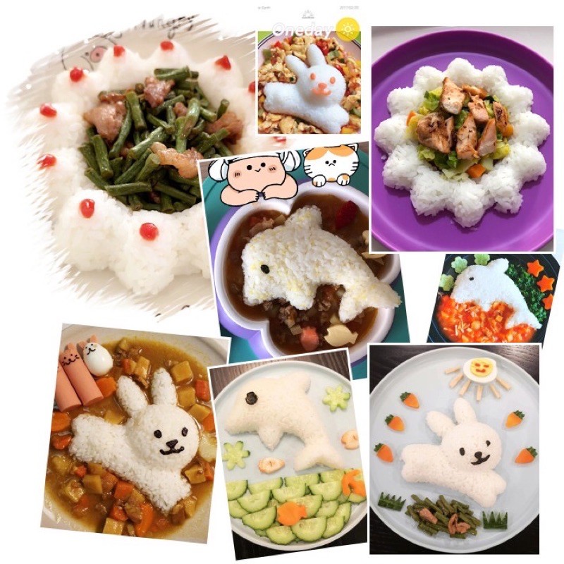 Set 4 khuôn làm cơm bento CÁ HOA THỎ .. - Khuôn cơm bento cho bé