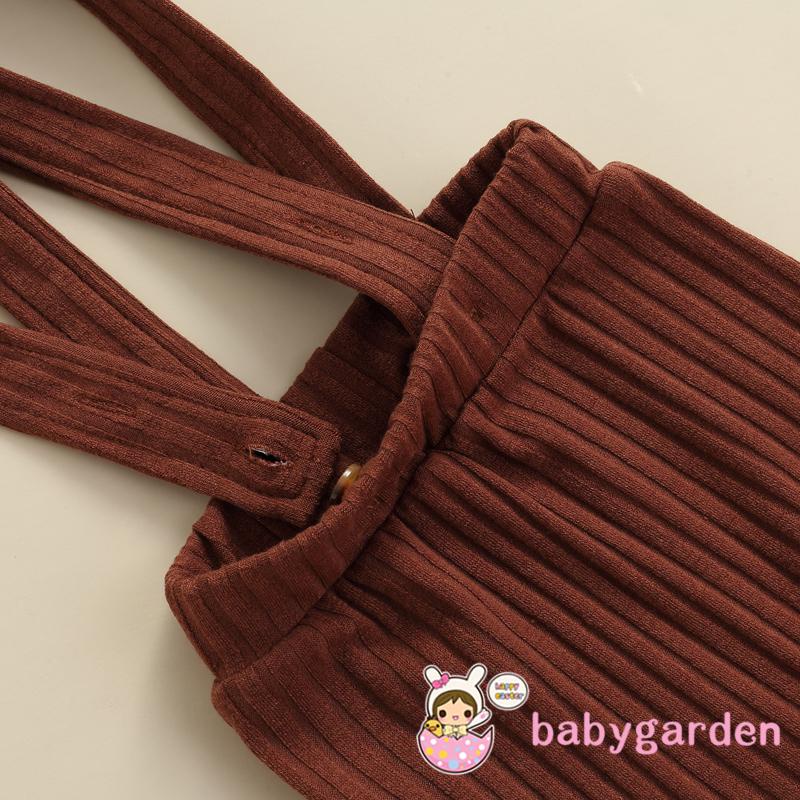 Set 2 món áo liền quần tay dài in hình chú gấu hoạt hình + quần yếm cho bé trai