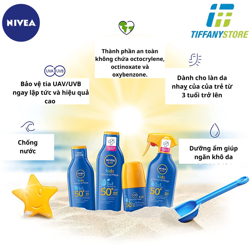 Kem chống nắng cho bé NIVEA Sun Kids Protection & Care Sun Roller SPF 50+ dạng lăn - 50ml
