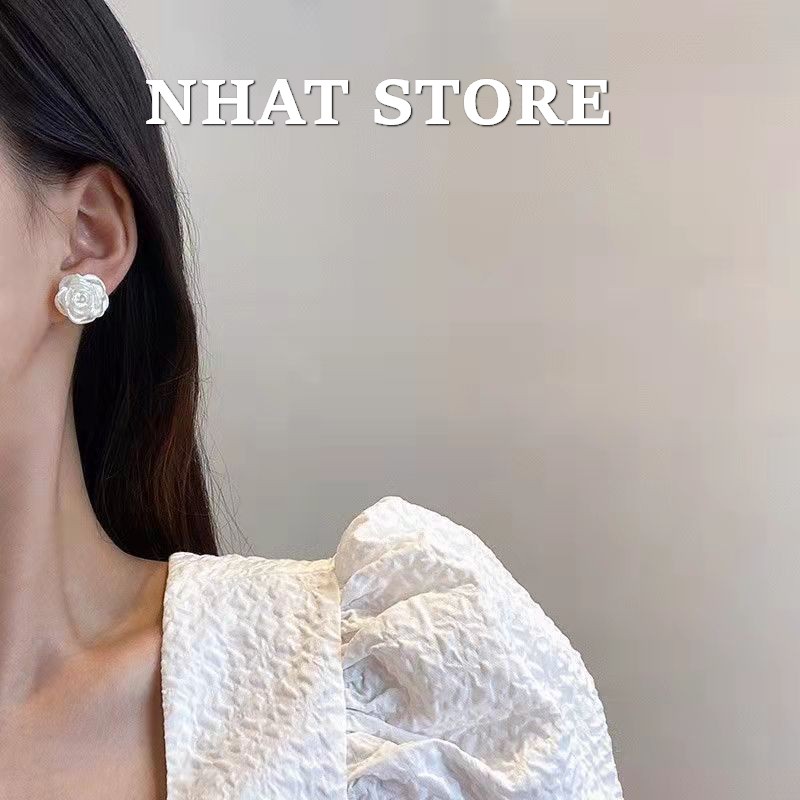 Khuyên tai nữ Basic chuôi bạc S925, bông tai Rose Nhatstore