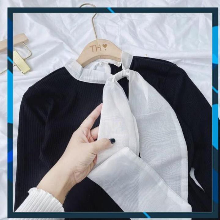 ÁO  CỔ NƠ XINH XẮN HOTTREND MẶC SIU XINH THỜI TRANG NỮ BANAMO FASHION ÁO LEN TĂM CỔ NƠ 342