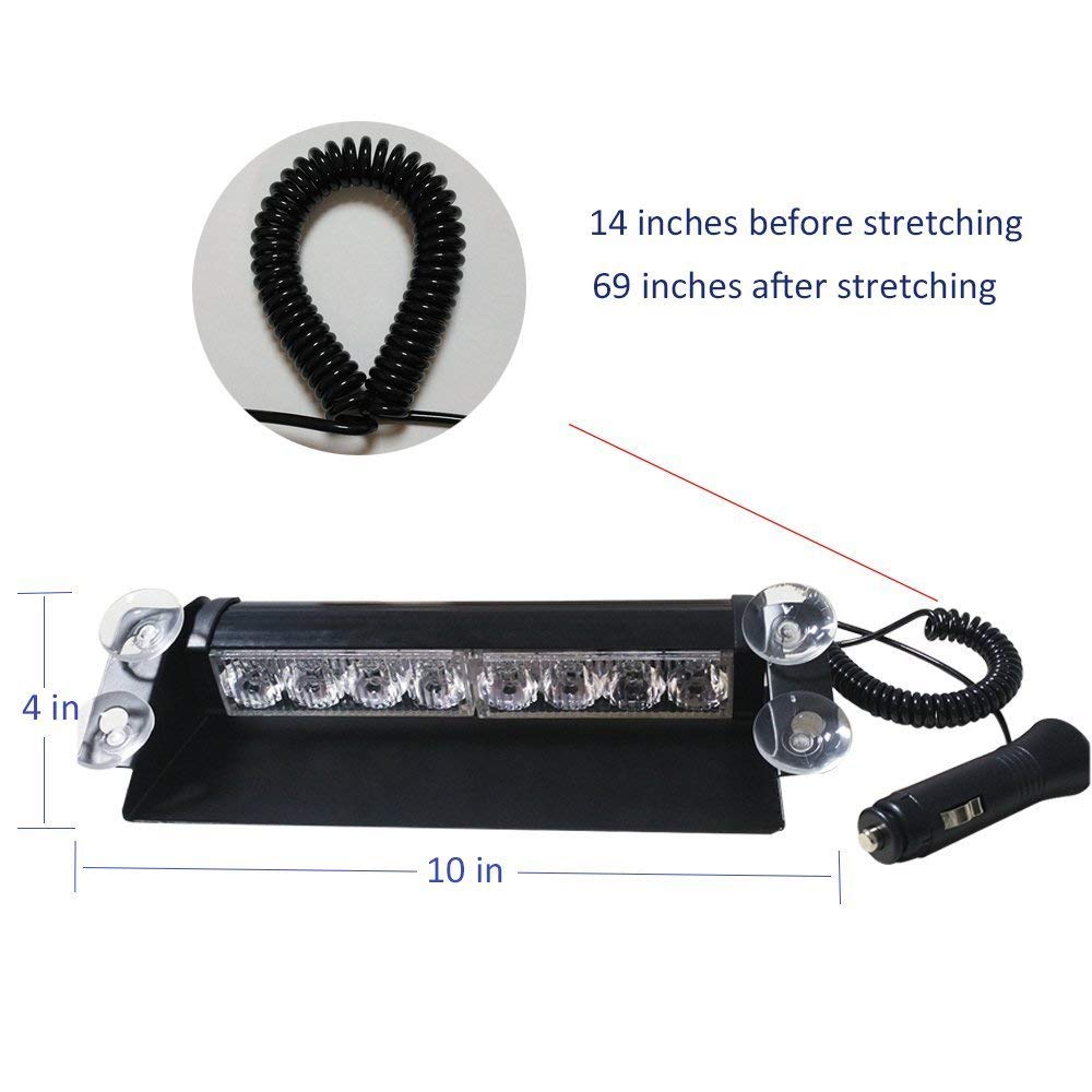 12V 8 LED Màu đỏ Màu xanh Màu vàng Màu Trắng Đèn nhấp nháy Xe Cảnh báo Đèn Cảnh báo Cảnh sát Đèn LED Nhấp nháy Đèn tín hiệu khẩn cấp Đèn sương mù an toàn