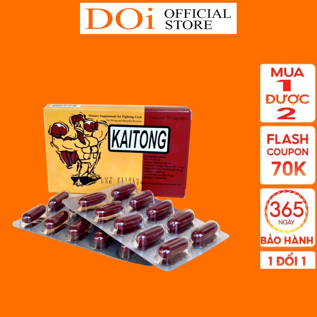 Hộp Sâm 20 Viên KAITONG Thái Lan Tăng Thể Lực Dinh Dưỡng Cho Gà