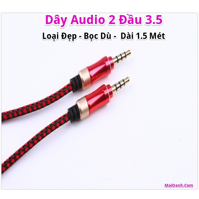 Dây audio 2 đầu 3.5 loại xịn bọc dù siêu chắc ( dài 1.5m , 3m) - AUJK1 ( đực - đực )