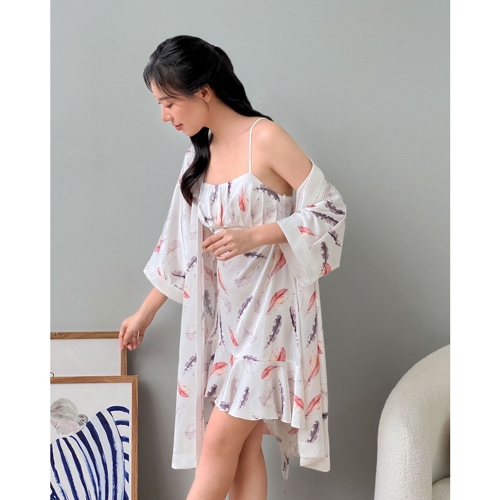 Áo choàng lụa họa tiết thiết kế MIALALA 2213 S0722M2132213
