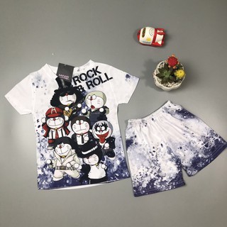Set đồ bộ Mèo Máy Doraemon Doremon Rock Roll cho bé 10-40 ký