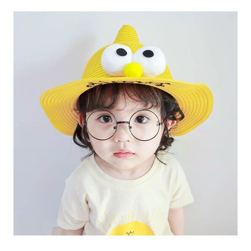 Mũ cói cho bé gái bé trai vành rộng Mera hai mắt cute đang yêu JIMADO SL1266