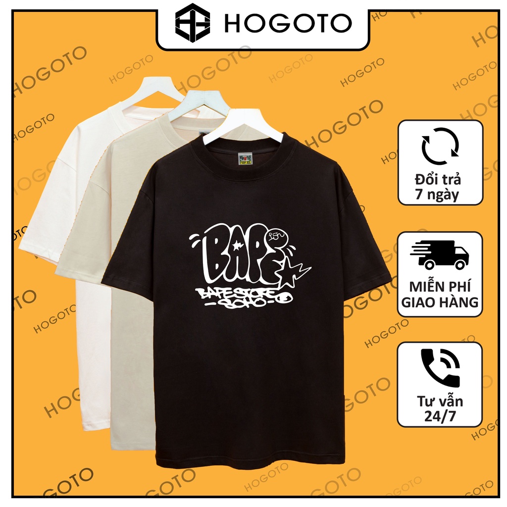 Áo thun APE BAPE STORE Hogoto shop , Áo thun unisex nam nữ from rộng oversize chất liệu cotton
