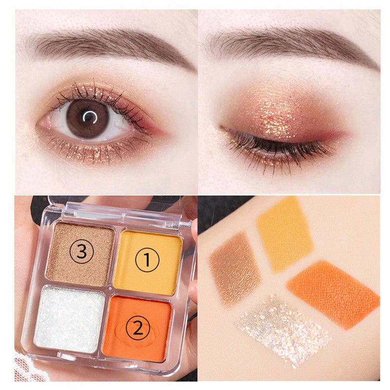 (Hàng Mới Về) Bảng Phấn Mắt 4 Màu Lì Lấp Lánh Trang Điểm Đa Năng | BigBuy360 - bigbuy360.vn