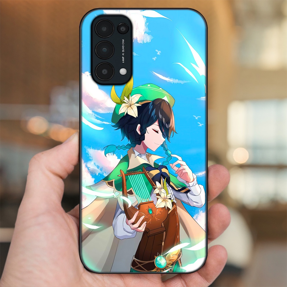 Ốp lưng Oppo Reno 5 viền đen in hình Venti Genshin Impact