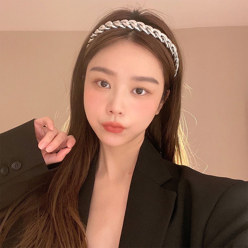 Băng Đô Dây Xích Kim Loại Nhiều Màu Dễ Thương Phong Cách Hàn Quốc Cho Nữ