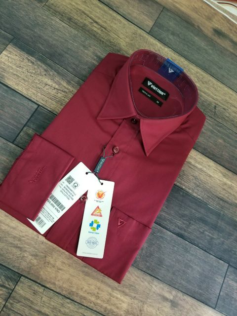 Aó sơ mi nam dài tay Việt Tiến màu đỏ đô, chính hãng , cao cấp – form suông  REGULAR- tà bầu . SHOP HỨA | BigBuy360 - bigbuy360.vn