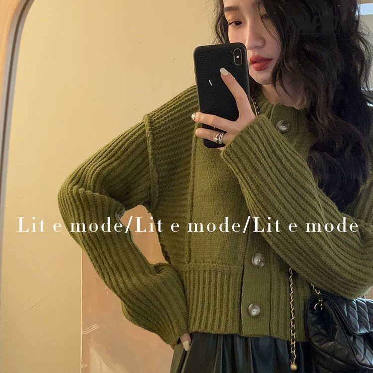 Áo Khoác Cardigan Dệt Kim Cổ Tròn Dáng Ngắn Thời Trang Thu Đông 2022 Mới Cho Nữ