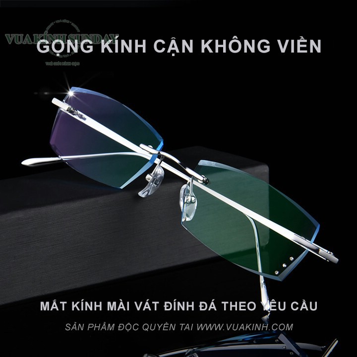 Gọng khoan không viền titanium đính đá TTD03