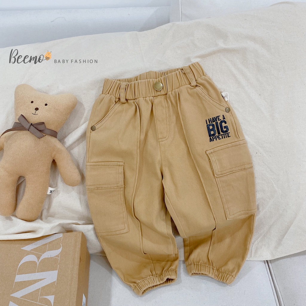 Quần kaki bé trai sành điệu cá tính, quần dài bé trai túi hộp co giãn thoải mái Beemo