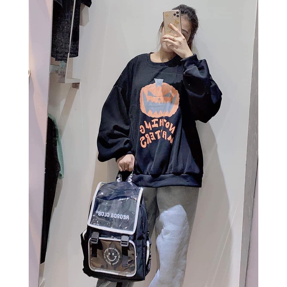 Bộ đồ bí ngô haloween Unisex - Set quần nỉ jogger áo thun dài tay form thụng oversize nam nữ Ulzzang HOT | BigBuy360 - bigbuy360.vn