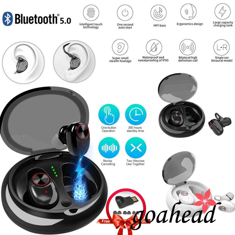 Tai nghe Bluetooth 5.0 đàm thoại không dây V5 TWS kèm phụ kiện chuyên dụng