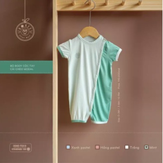 Bộ liền thân HRNEE body cộc sơ sinh vải modal vân hè thoáng mát