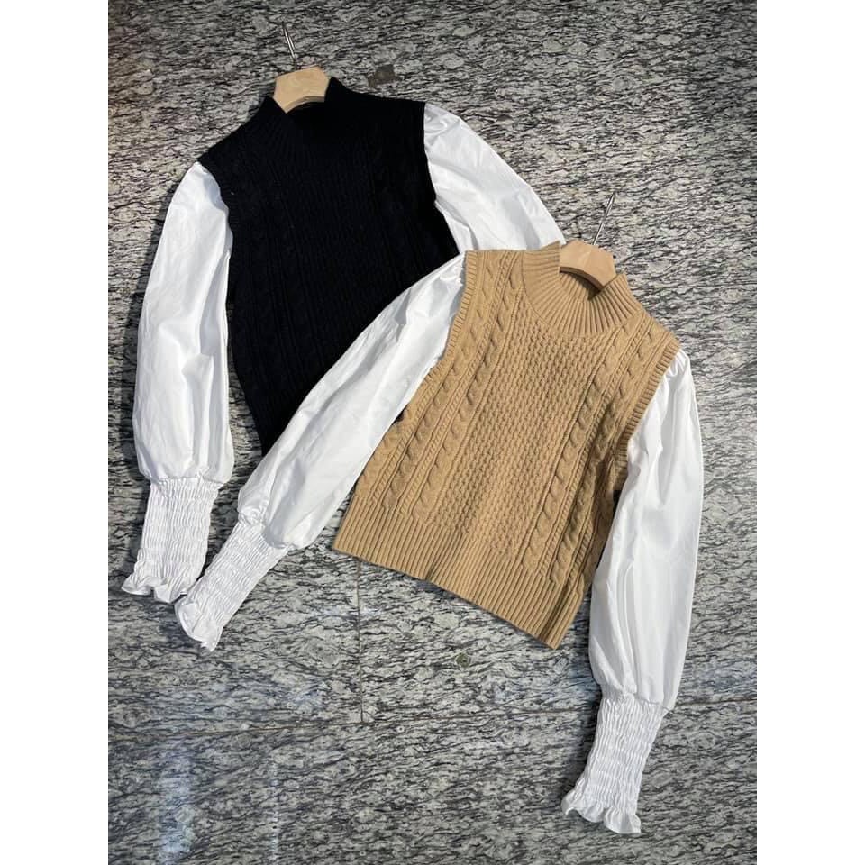 Áo len mông tơ ghi - D10340
