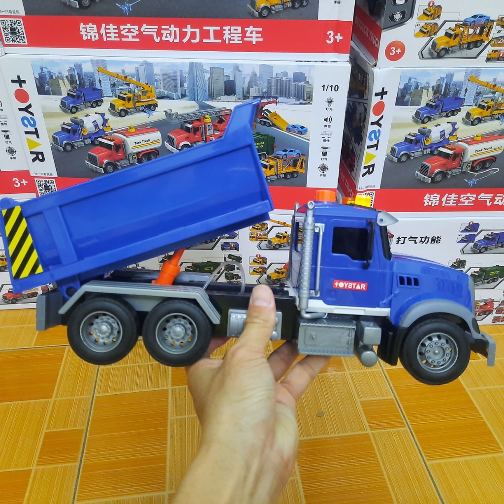 Mô hình xe ô tô tải ben đồ chơi trẻ em có âm thanh và đèn hãng Toystar bằng nhựa cao cấp
