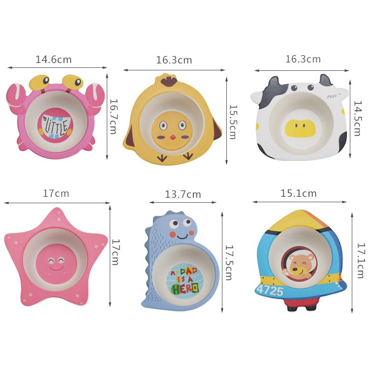 BÁT ĂN DẶM ⚡️FREESHIP⚡️ Bát Ăn Dặm Sợi Tre Hình Thú Siêu Đáng Yêu Cho Bé