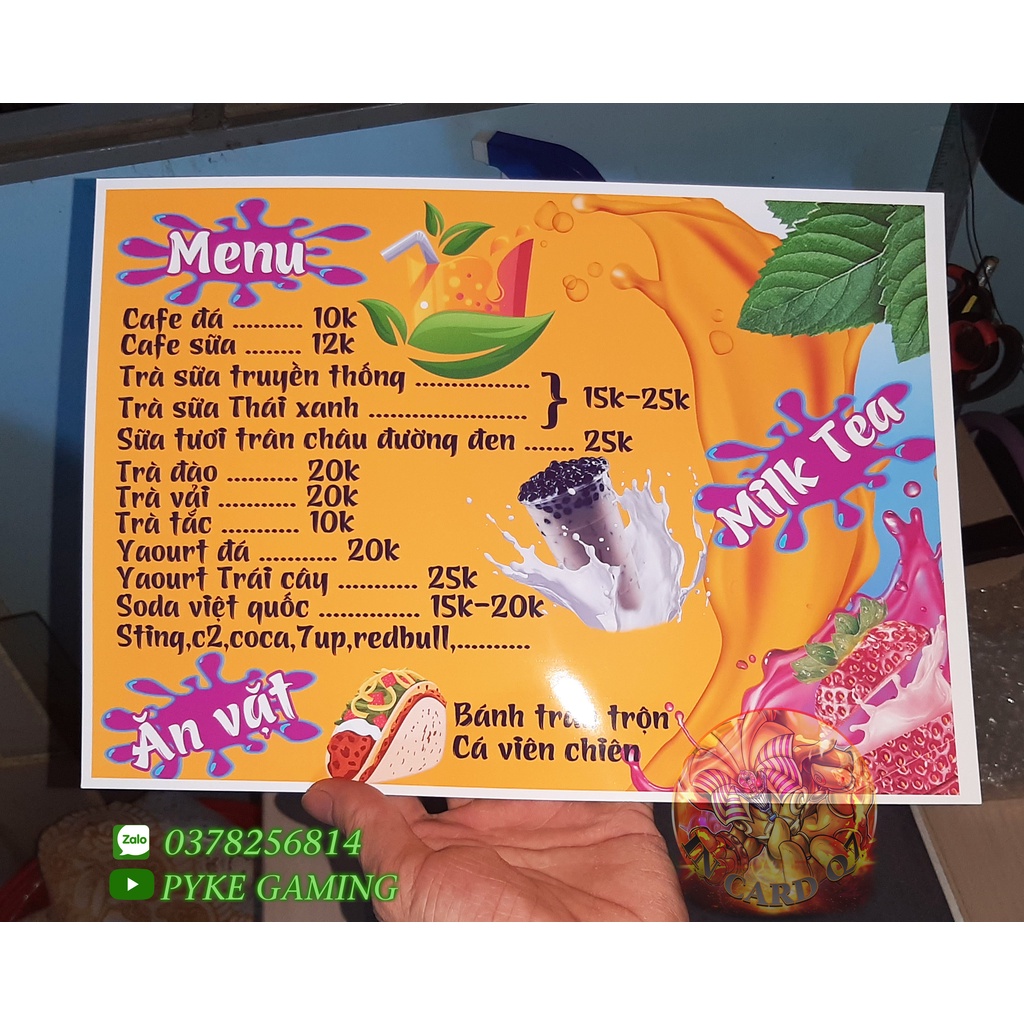 Làm Menu Giá rẻ Theo Yêu Cầu Miễn Phí Thiết Kế