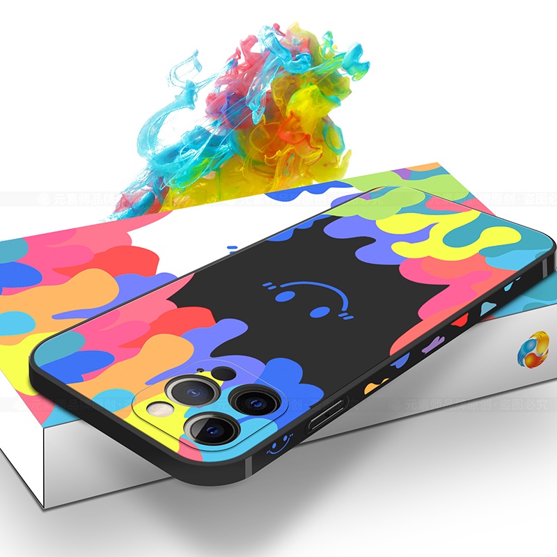 Ốp điện thoại silicon mềm mặt cười cầu vồng cho iPhone 6 6s 7 8 Plus X XR XS MAX SE 2020 12 Pro Max 12 Mini