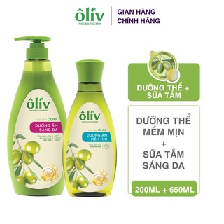 Combo Sữa Tắm Ôliv Sáng Da 650ml + Sữa Dưỡng Thể Mềm Mịn 200ml