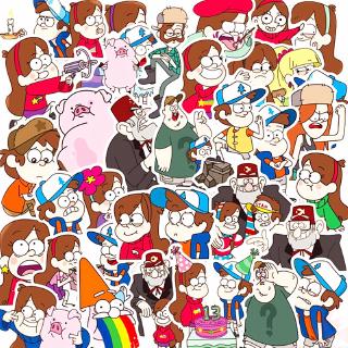 ❉ Thác Trọng Lực - Hình Dán Hoạt Hình ❉ 1 Bộ Gồm 11 Miếng Sticker Doodle Thời Trang Tự Làm (A-11 Cái;B-25Pcs;C-39Pcs)