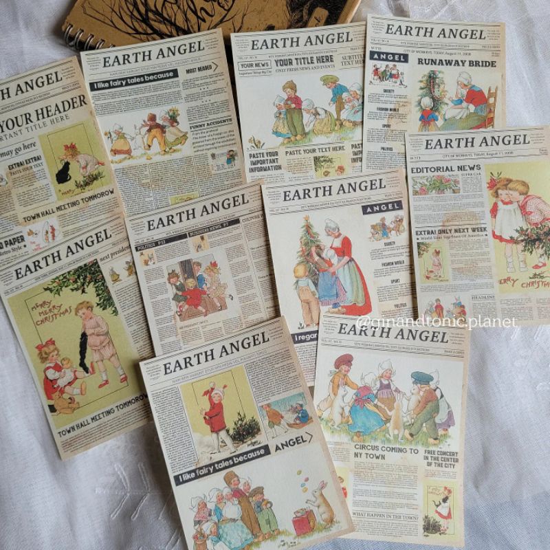 Set 10 tấm giấy nền trang trí fairy tale dùng decor sổ bullet journal - ginandtonic