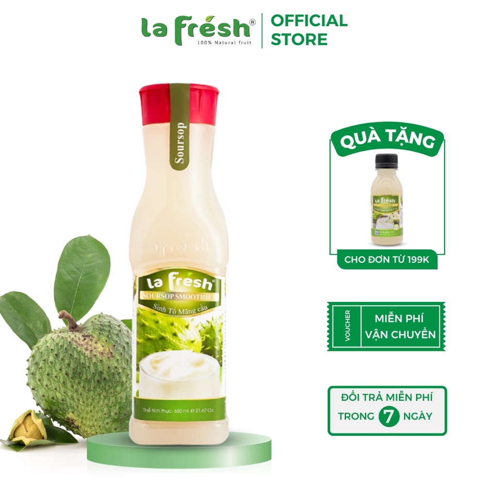SINH TỐ TRÁI CÂY LAFRESH VỊ MÃNG CẦU CHAI 650ML, NGUYÊN LIỆU PHA CHẾ TRÀ TRÁI CÂY