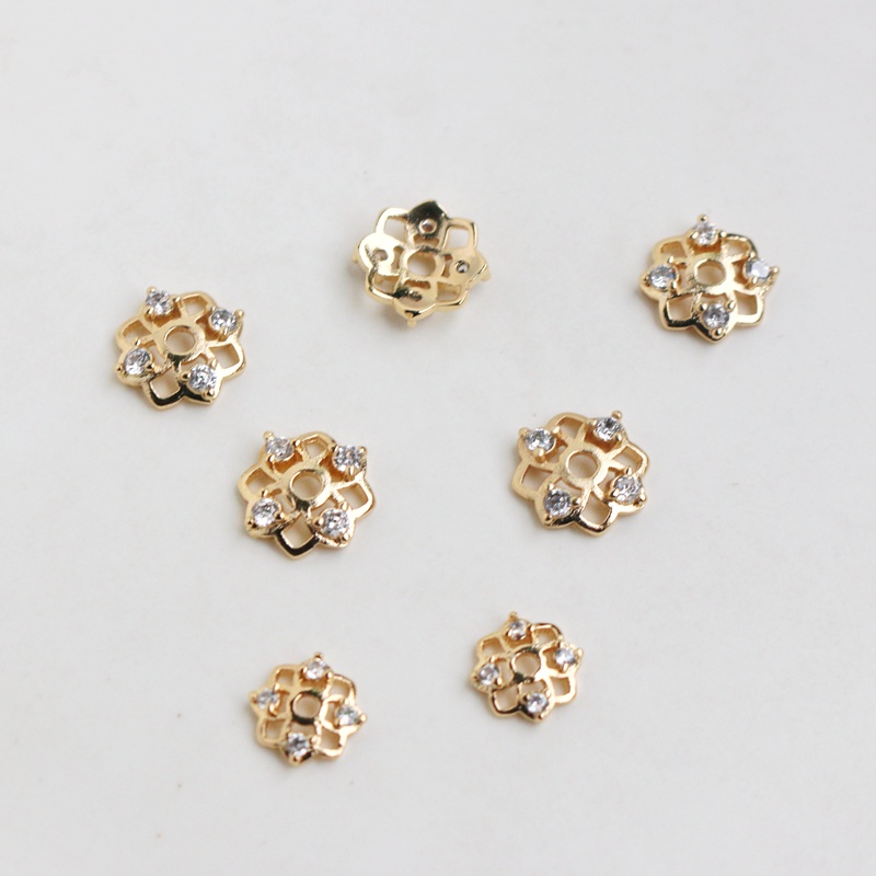 Giá Đỡ Trang Sức Hình Nón DIY 14K Đính Đá Zircon 8mm 10mm Màu Vàng Đồng