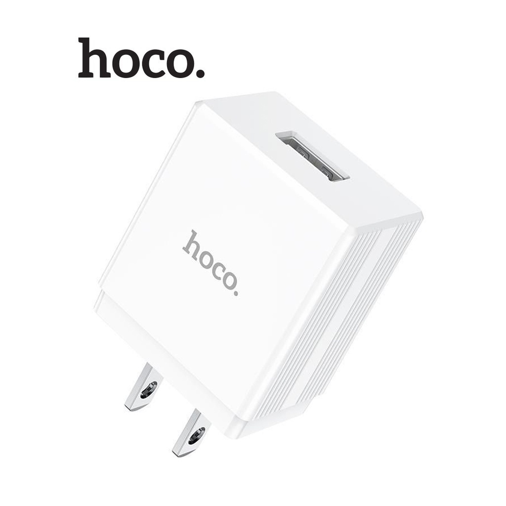 Củ sạc 2.4A Hoco DC01 Plus 1 cổng USB chân dẹt chất liệu chống cháy cao cấp