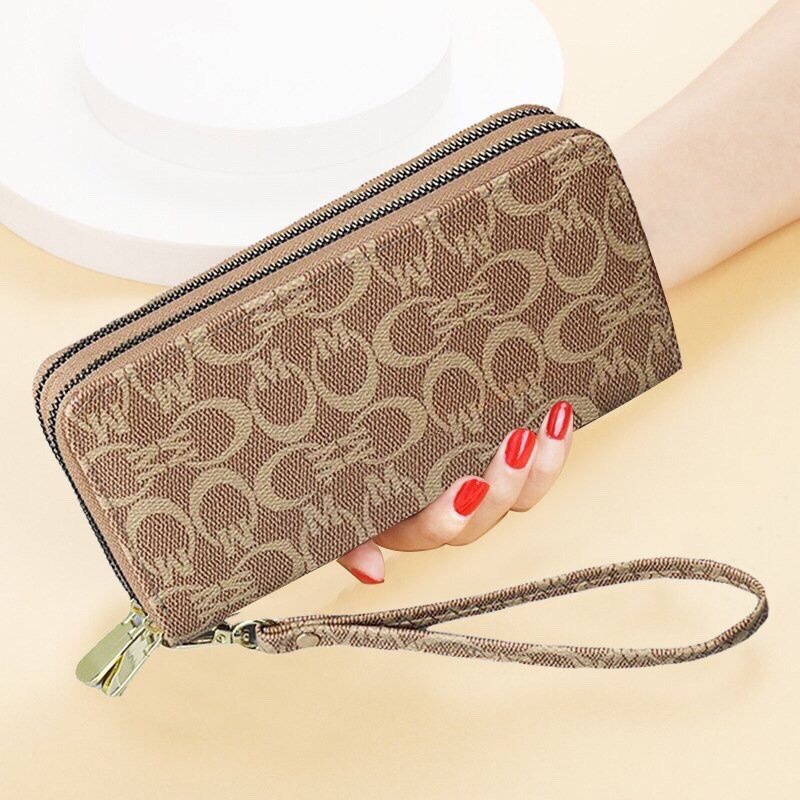 Ví nữ dài cầm tay NEW-0030 kiểu dáng 2 khóa kéo phối hoạ tiết và màu sắc độc đáo tiện dụng chất liệu da cao cấp bền đẹp