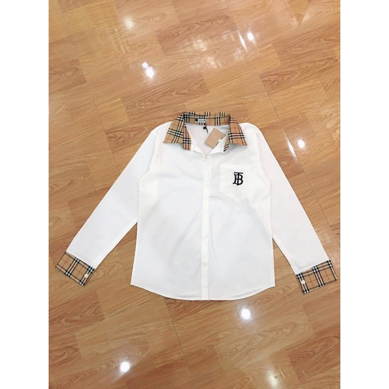 [Mã FAMAYWA giảm 10K đơn 50K] Áo Sơ Mi Trắng Thêu Chữ B Pha Kẻ BBR | BigBuy360 - bigbuy360.vn