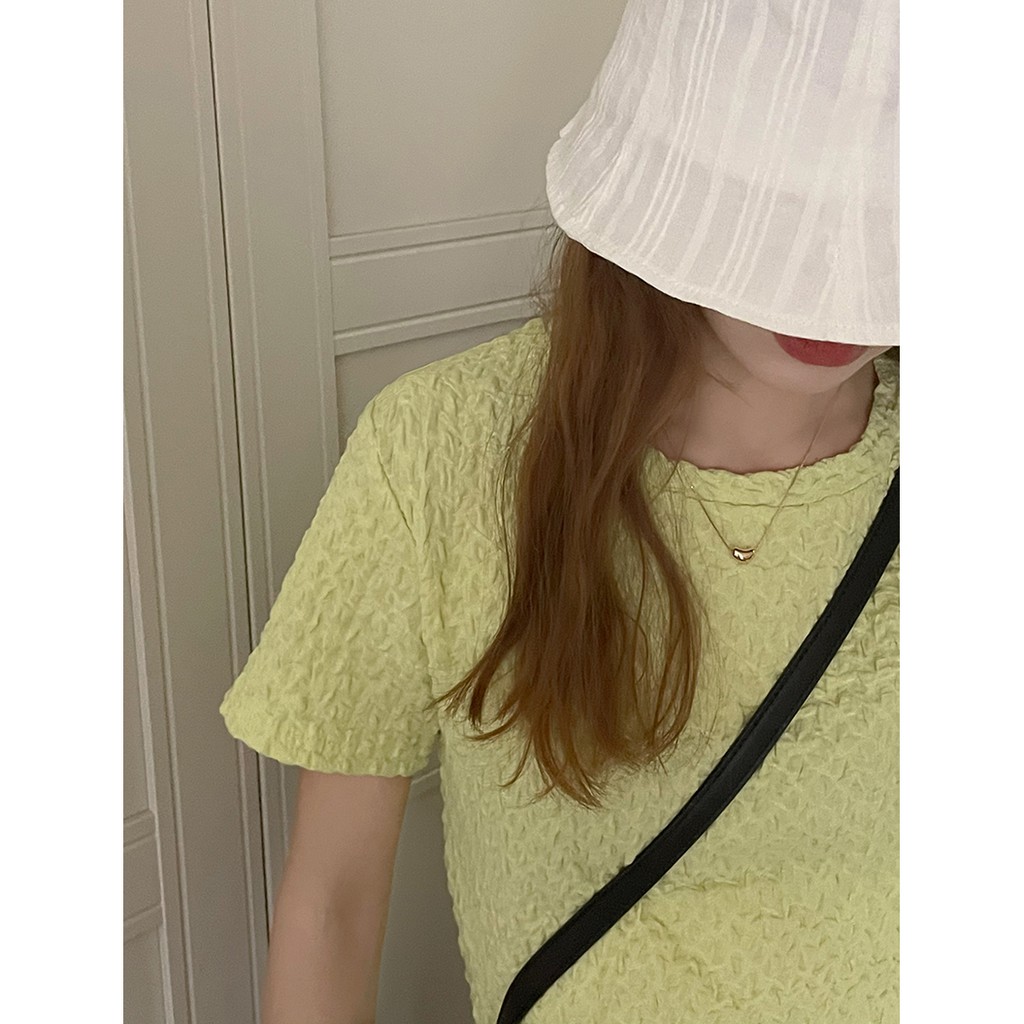 Áo thun tay phồng màu sắc đơn giản thời trang Hàn Quốc