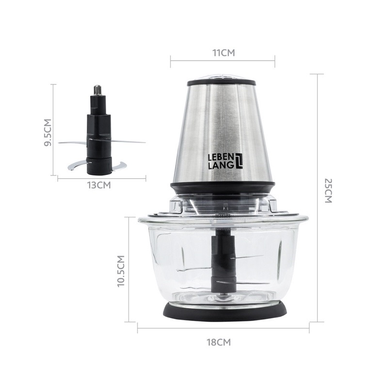 Máy xay thịt đa năng Lebenlang cối thủy tinh – LBUF1920 công suất 400W, dung tích 1200ml, bảo hành 2 năm
