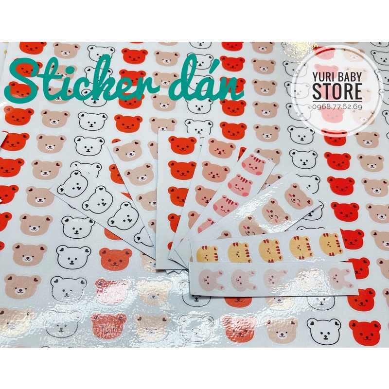 Sticker nhiệt dán bình sữa hình gấu thỏ sóc hổ