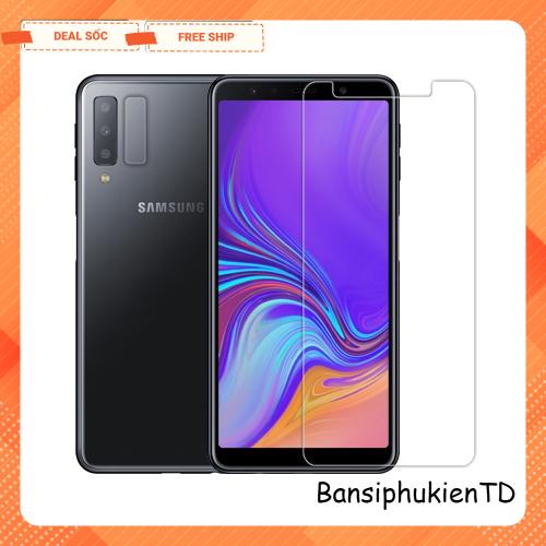 Kính cường lực samsung galaxy A7 2018 ( trong suốt ) tặng kèm giấy lau
