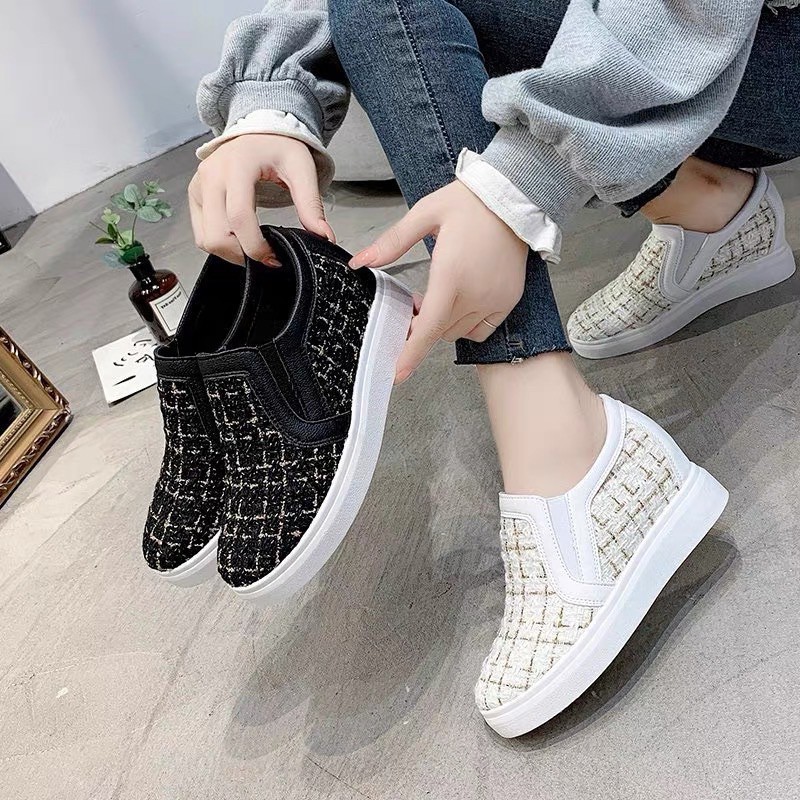 2021  [ Order ] Giầy lười độn đế chất dạ tweed sang chảnh có đến size 40