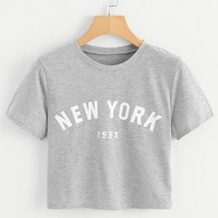 Áo Thun Croptop In Họa Tiết New York 199x 12ja 7) A1O Thời Trang Cho Nữ