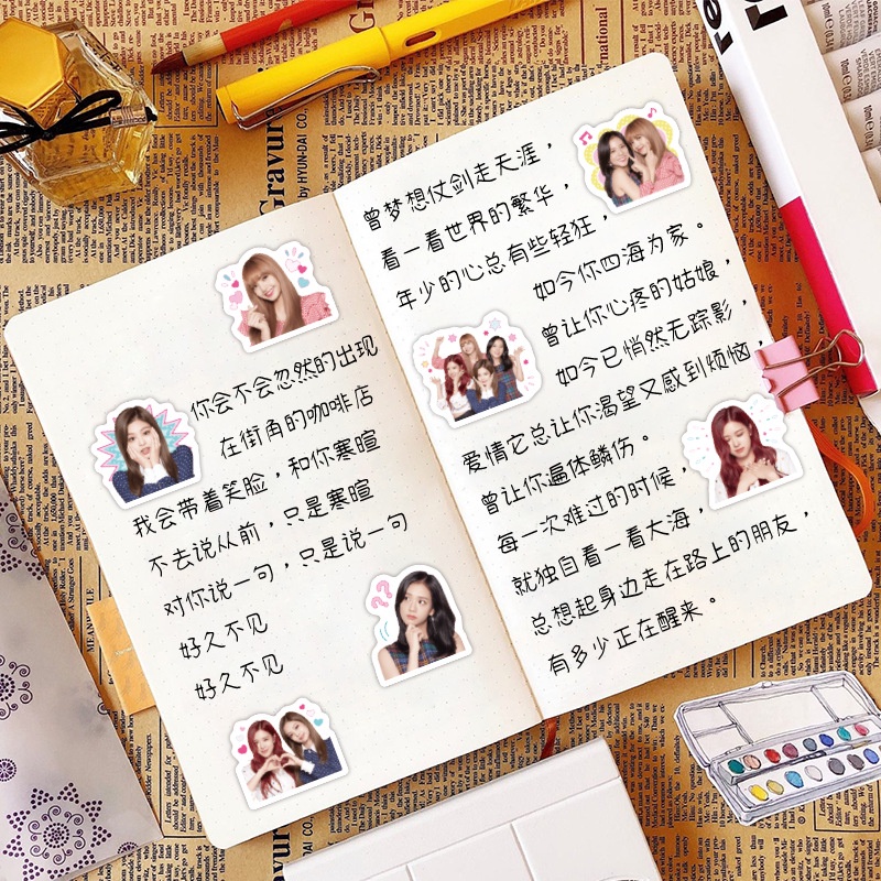 Bộ 40 Sticker Nhóm Nhạc BLACKPINK Hàn Quốc JENNIE JENNIE LISA JISOO Kim Ji-soo ROSE